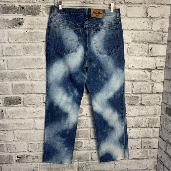 Vintage 90s Bleached Blue Denim High Rise Raw Hem Ankle Straight Leg Jeans - Picture 4 of 14